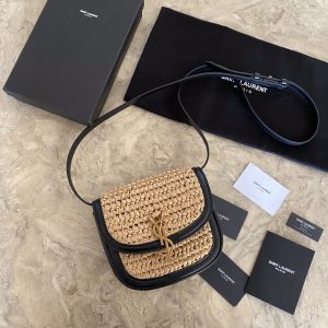 KAUFEN KAIA SMALL SATCHEL IN RAFFIA AND LEATHER TASCHE