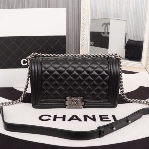 kaufen Chanel Boy Black Caviar GHW Silber Tasche