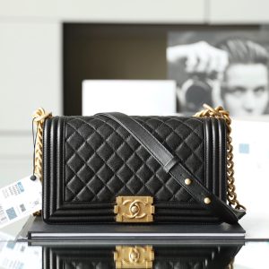 kaufen Chanel Junge Silber Hardware Rindsleder schwarz Tasche