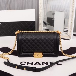 kaufen Chanel Boy Schwarzer Kaviar GHW Schwarz Tasche
