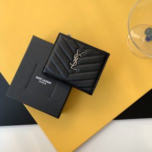 KAUFEN YSL CASSANDRE MATELASSÉ FLAP CARD CASE IN GRAIN DE POUDRE EMBOSSED LEATHER TASCHE
