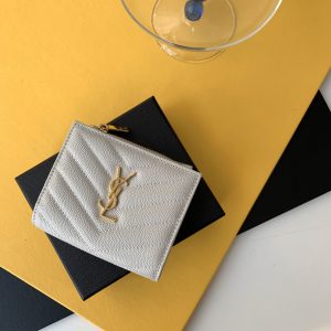 KAUFEN YSL CASSANDRE MATELASSÉ FLAP CARD CASE IN GRAIN DE POUDRE EMBOSSED LEATHER TASCHE