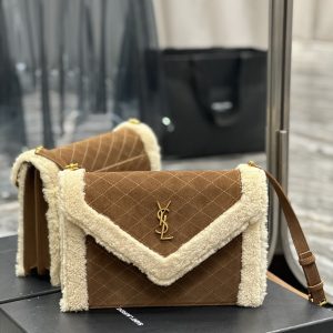 KAUFEN YSL GABY MINI SATCHEL IN QUILTED SUEDE AND SHEARLING TASCHE