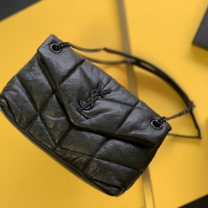 KAUFEN PUFFER MEDIUM CHAIN TASCHE IN DENIM AND SMOOTH LEATHER